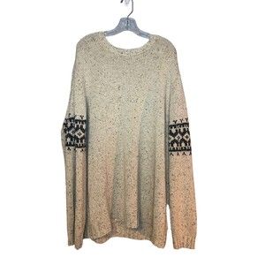 Vintage Eddie Bauer 33% Wool Blend Crew Sweater Mens Adult 2XL Gray White Knit